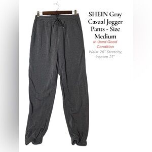 SHEIN Charcoal Gray Drawstring Jogger Pants – Size Medium